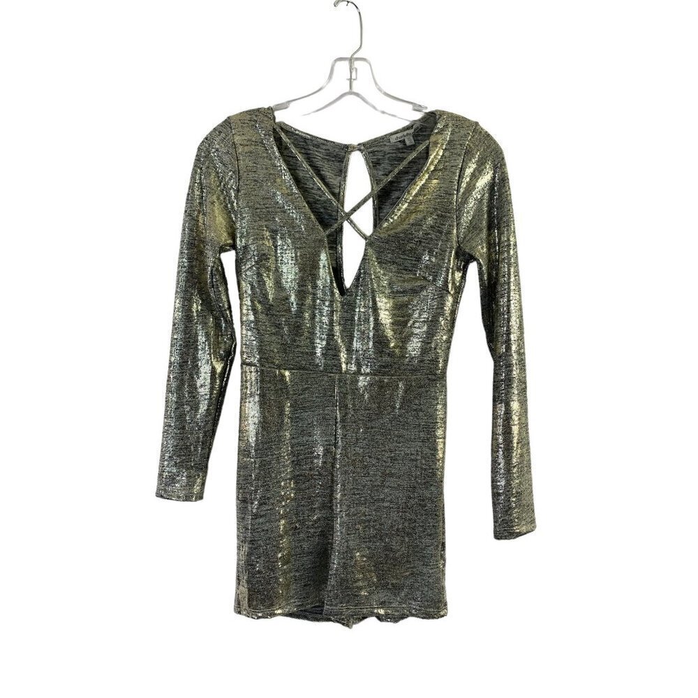 Charlotte Russe Women's Metallic Silver Romper
